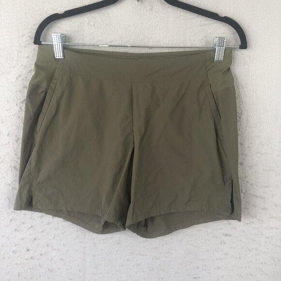Arc'teryx Shorts Womens Medium Green Lightweight Hiking Quick Dry Stretch Trail - Picture 1 of 16